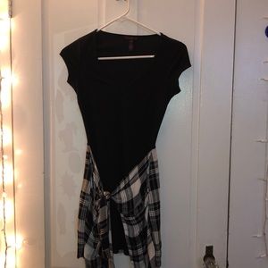 Black dress with tied flannel bottom